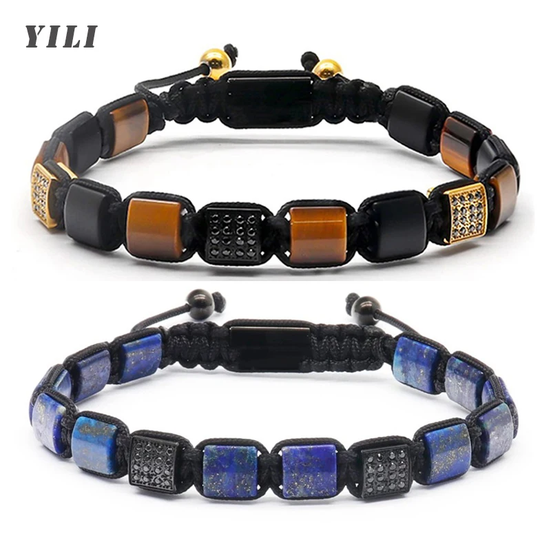 

Natural Healing Stone Tiger Eye Crystal Bracelets for Men Hematite Protection Mens Bracelet Flat Beads Bracelet Jewelry