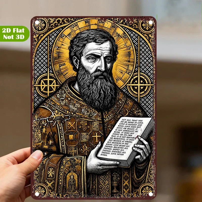 CIFBUY St Gregory Religious Icon Vintage License Plate Aluminum Wall Art Waterproof Durable Metal Decor for Home Living Room