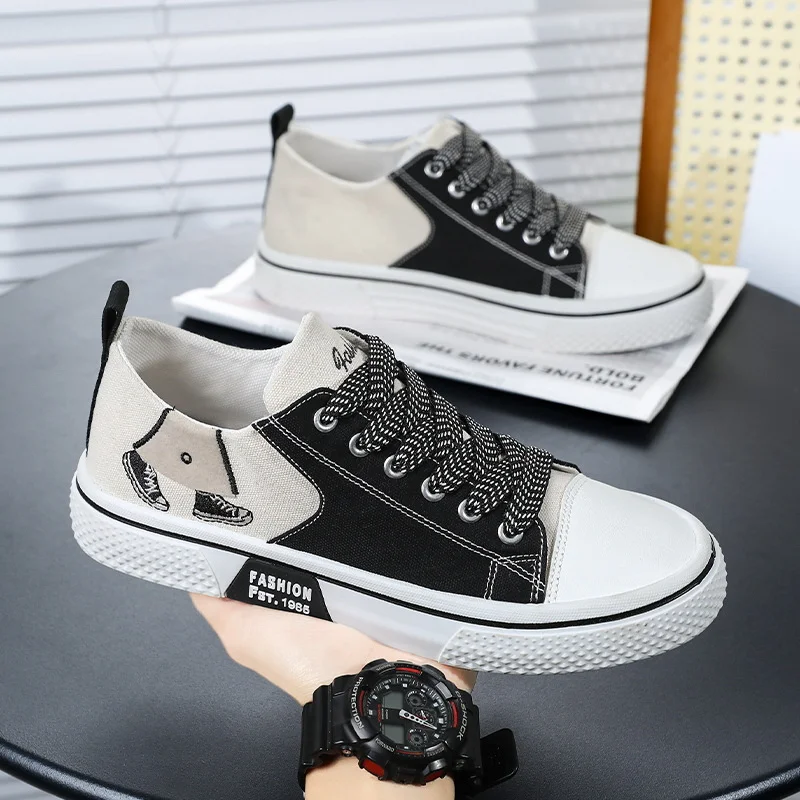 

2025 модная мужская парусиновая обувь, студенческая повседневная обувь на плоской подошве, легкие нескользящие кроссовки, летние дышащие мужские прогулочные туфли