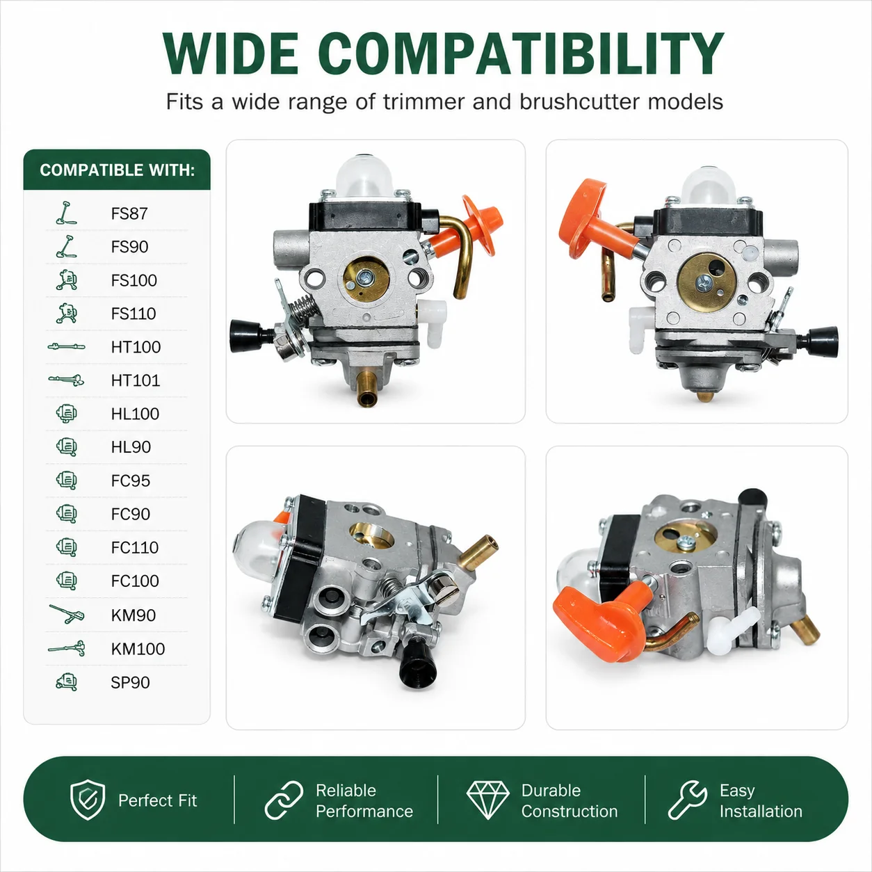 Für Stihl Vergaser-Dichtung, Choke-Knopf-Set, Kraftstofffilter, Kraftstoffleitung, Zündkerze, Primer-Ballon, FS87/90/100/110 HT100/101 HL100/90 Trimmer