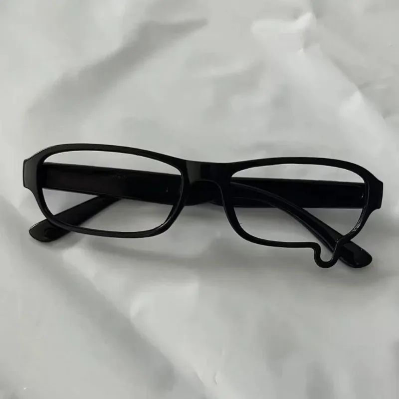 انمي ياباني Y2K دمعة تأثيري نظارات مربعة صغيرة المرأة ريترو Harajuku نظارات واضح الضوء الأزرق حجب النظارات #4