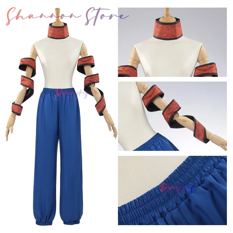 جيوتارو كوسفريب كوسبفريب - ياقة عالية وأربطة للذراع مع نمط ثعبان، سروال فضفاض (خيارات زرقاء/بيضاء)، زي لعب الأدوار الأنيمي #4