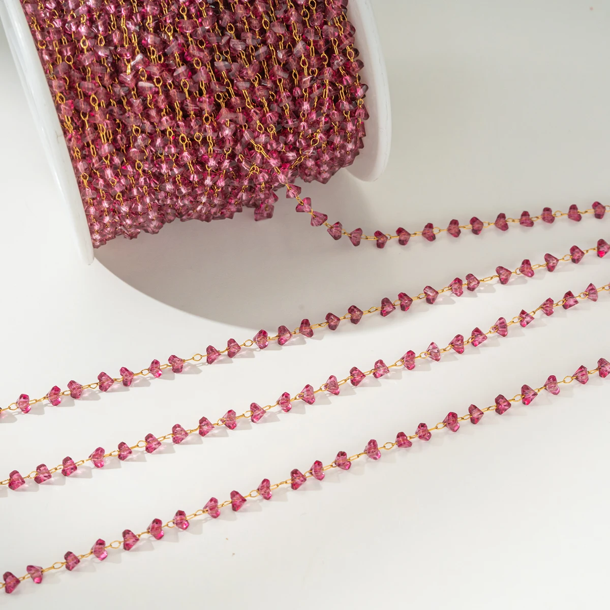 0,5 Meter/1 Meter Facettierte Dreieck-Kristallglasperlen Edelstahlkette in Großpackung für DIY-Halsketten, Armbänder und Schmuckherstellung – Detail 5