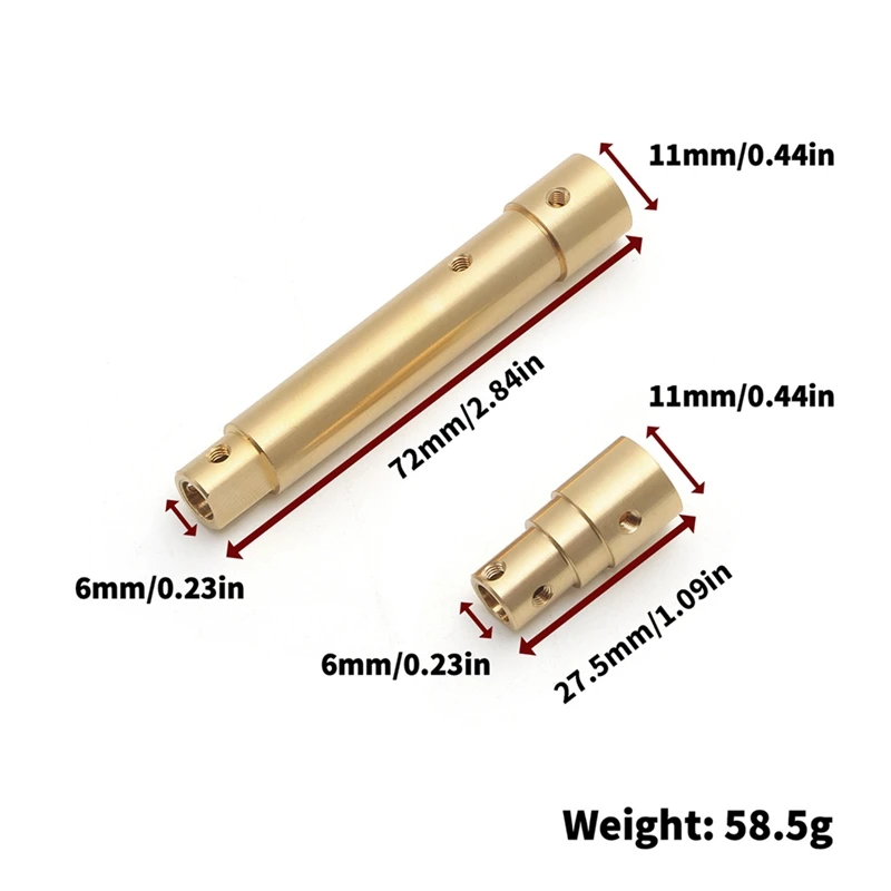 Tubo de eje delantero de latón para Axial SCX10 PRO 1/10 coche trepador de control remoto actualizaciones piezas de repuesto