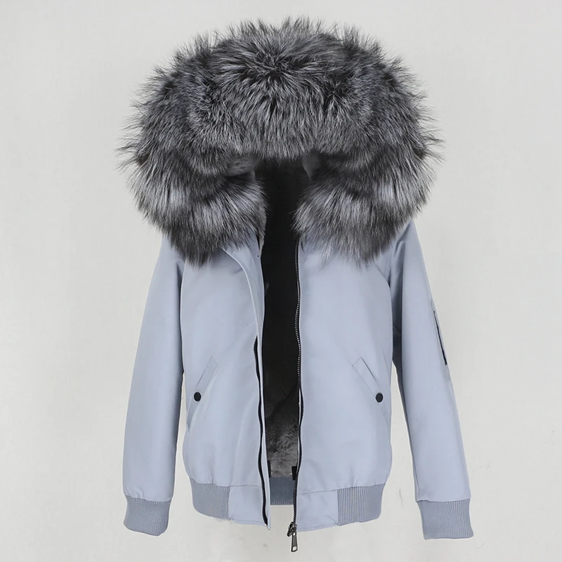 2023 Luxury Women Waterproof Bomber Parka Real Fur Coat Winter Jacket Women Natural Raccoon Fox Fur Collar Hood Thick Outerwear