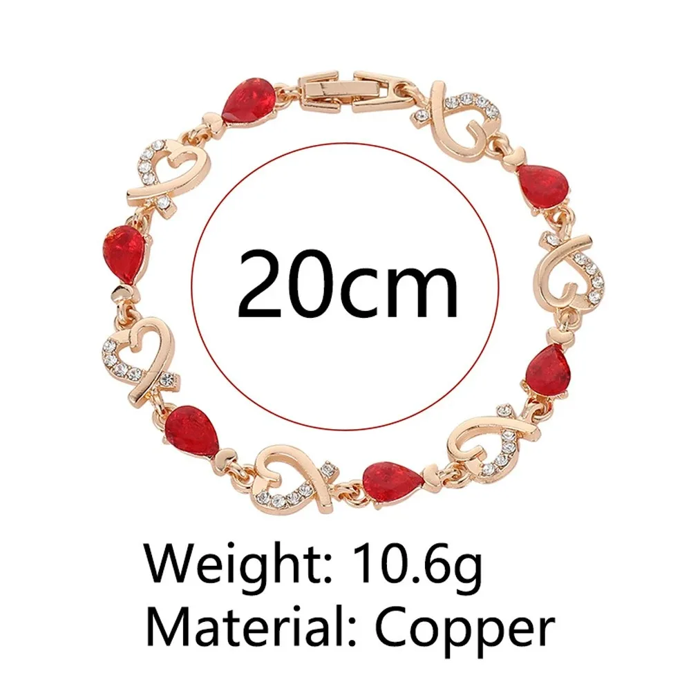 SUMENG New 5 Colors Beautiful Colorful Austrian Crystal Heart Chain Bracelet For Women Fashion Jewelry Gifts 2024