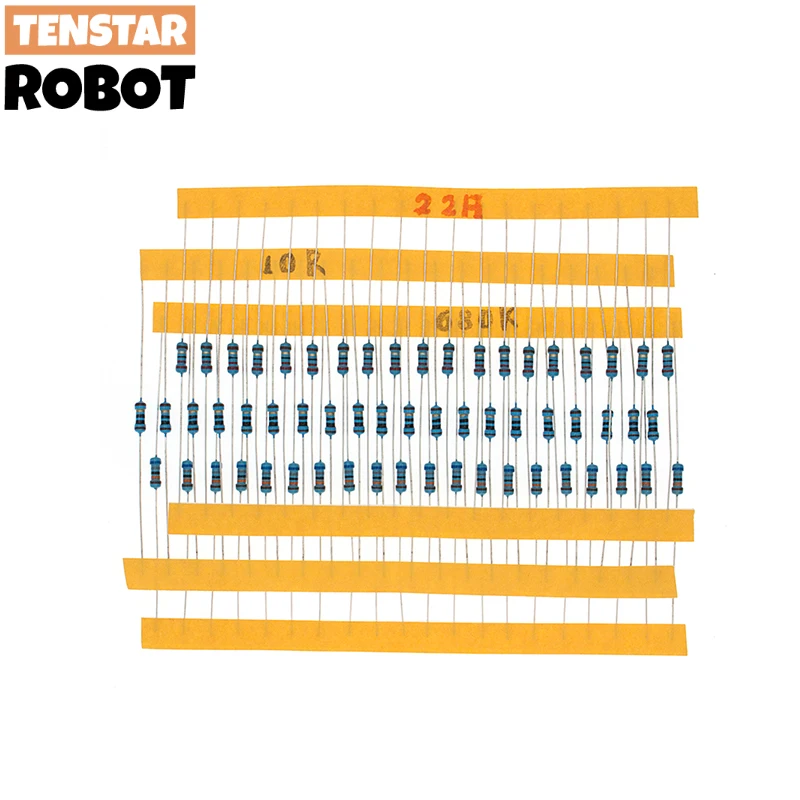 30 Kind 1/4W Resistance 1% Metal Film Resistor Assorted Kit Each 20 Total 600pcs 47Ω/220Ω/1K/10K/47K/68K/100K/220K/1M