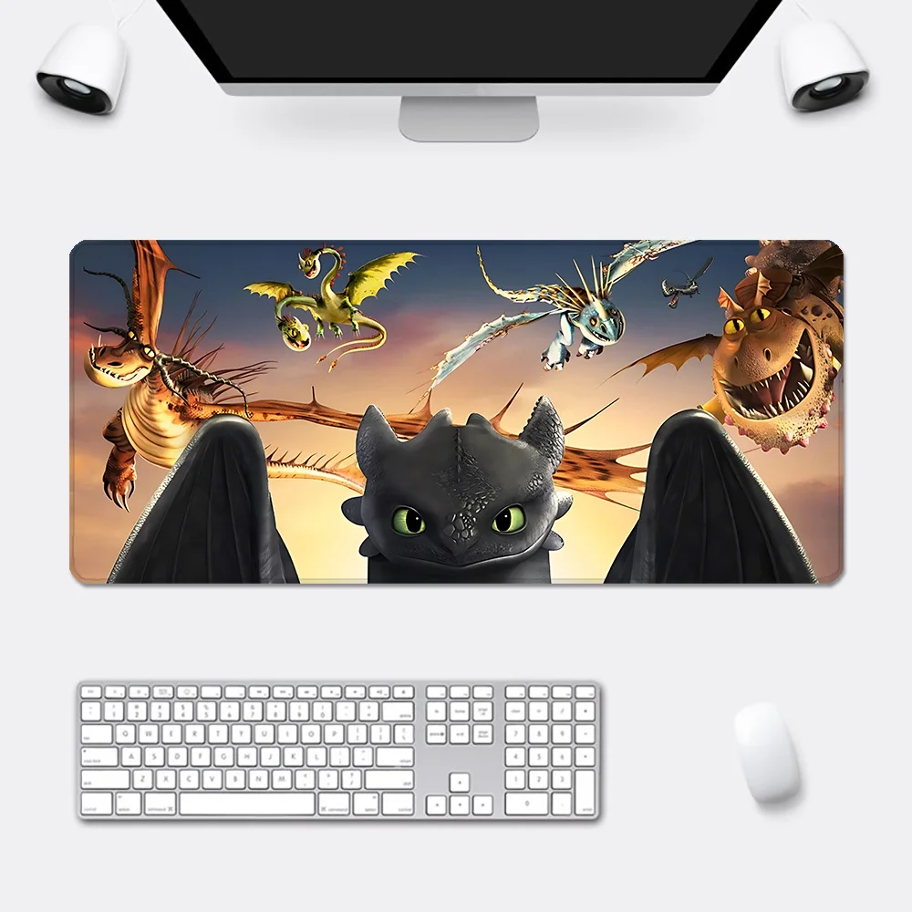 Tapis de souris Anime Train Your Dragon, impression Sub HD, bord de verrouillage, non ald, clavier PC, tapis de bureau, joueur d'ordinateur, XXL, 90x40cm