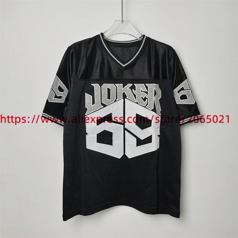 2024ss Embroidery Patchwork V-neck Number 69 Joker Rugby Jersey T Shirt Men Women Oversized T-shirt Top Tees