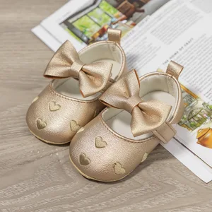 Beautiful Non-slip Soft Shoes of the Bow Bow Heart for Baby Girls, First Walkers, Classic Dress, Child, 0-18m 8 MAIN SALES FIRST PURCHASE - №2