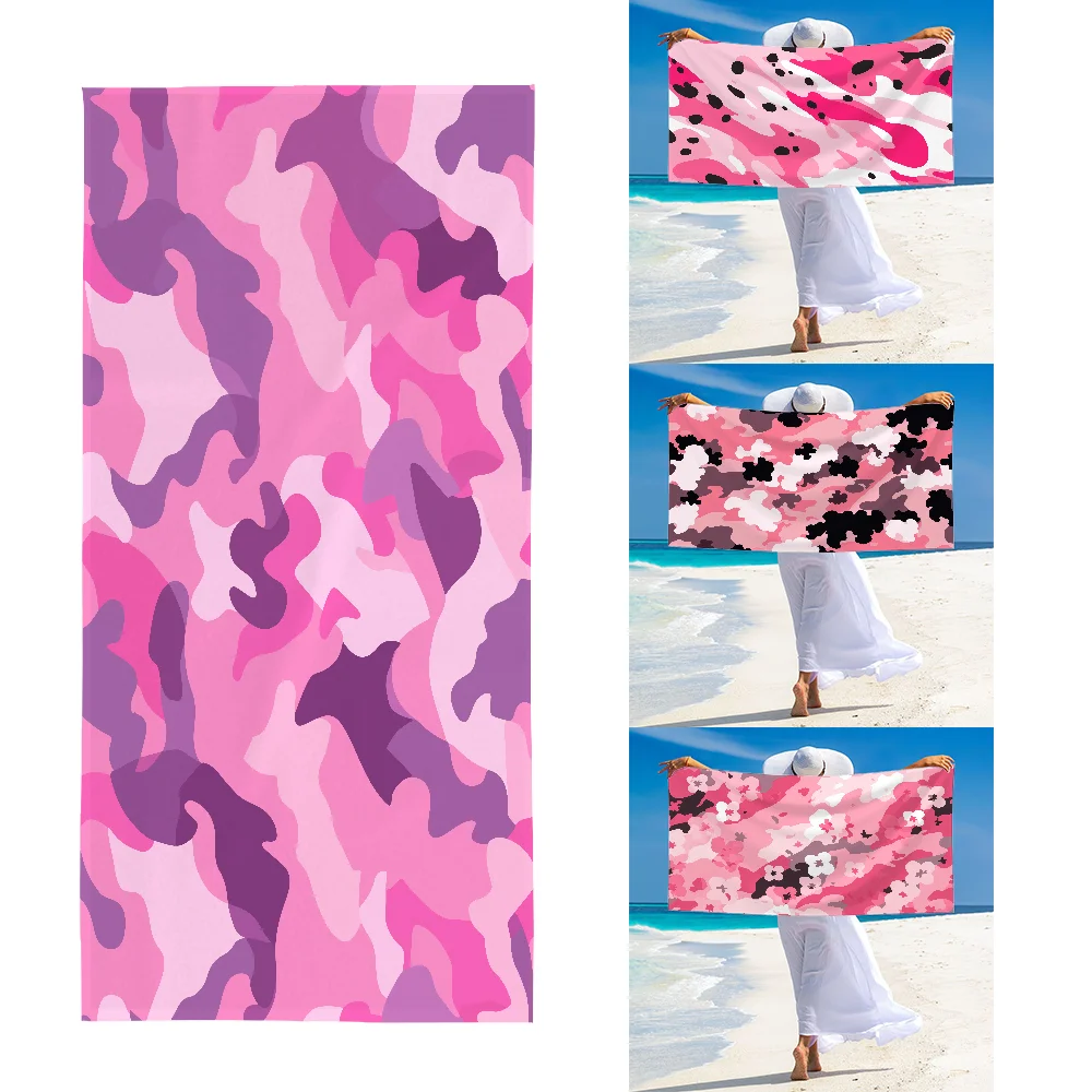 

Pink Camouflage Pattern Towel Ultra Soft Absorbant Quickdry Large Beach Towels Personalized Gym Sport Bath Towels