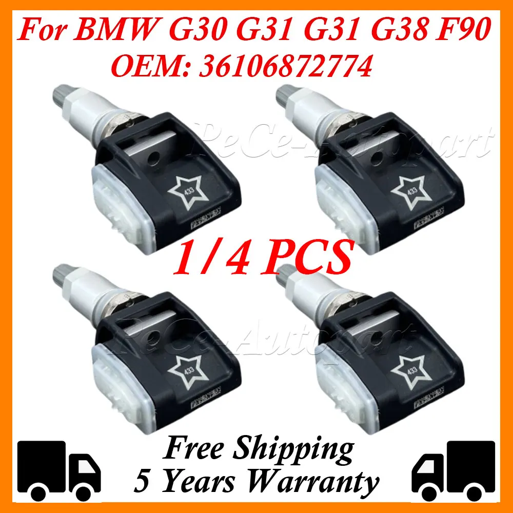 

36106872774 1/4Pcs Tire Pressure Sensor TPMS 433Mhz Fit For BMW G30 G31 G38 F90 G32 G11 G12 G01 G02 G05