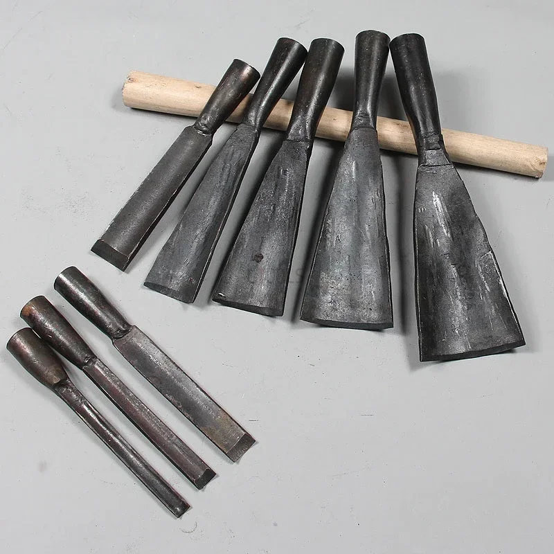 Old Style Chisel Woodworking Chisel Blacksmith\'s Pure Manual Forging Semi-circular Chisels Shovel Arc Stype Household Hand Tools