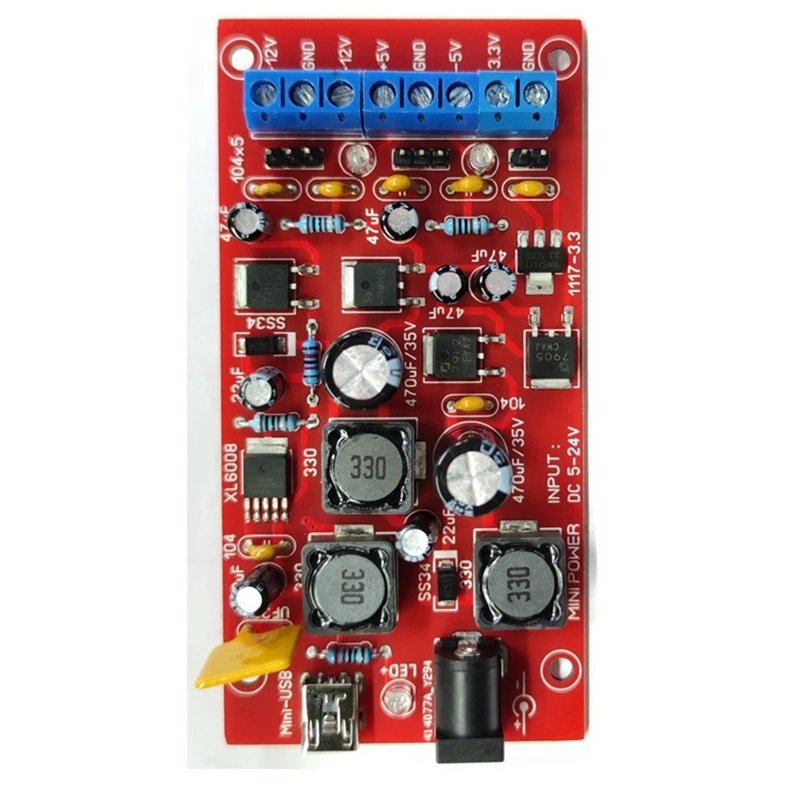 Mini USB Dual Power Supply Module 5-24V To ±12V ±5V 3.3V Multiple Outputs Boost Converter Linear Regulator DIY Kit