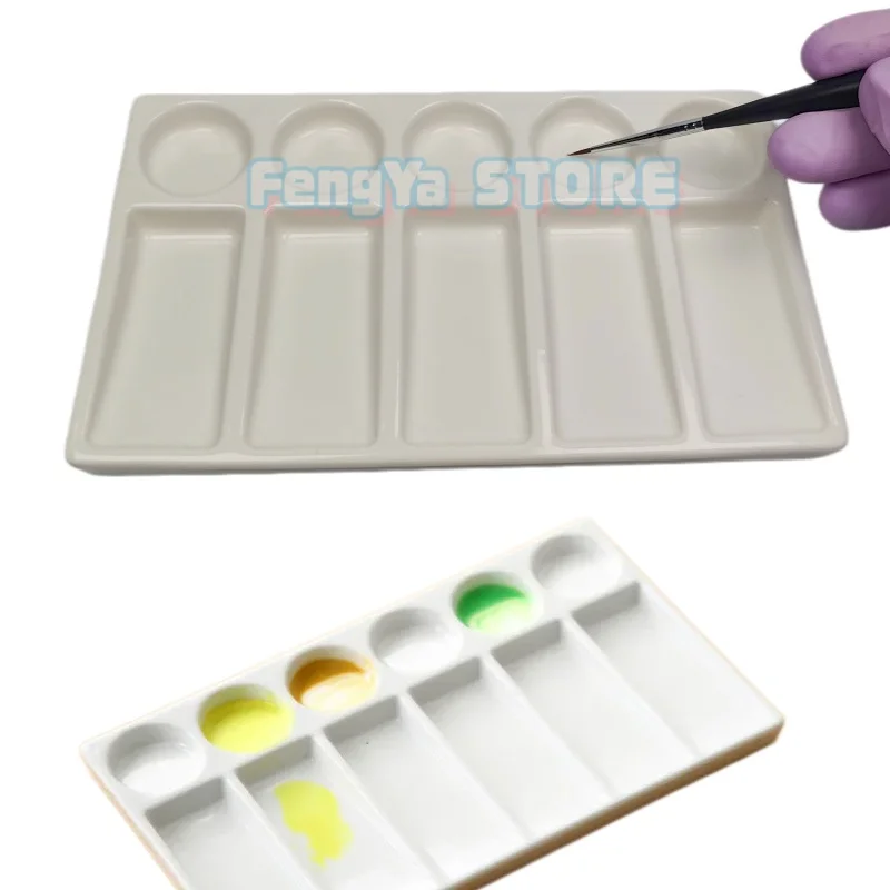 10 Holes All Ceramic Palette Dental Lab Porcelain Mix Paint Palette Moisturizing Plate Glazed Plate Dental Lab Tools