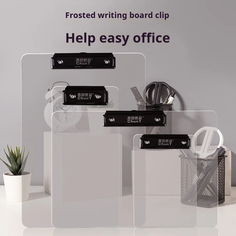 Premium Frosted Acrylic Writing Clipboard A4 with 8K Art Board for Students, A3 Exam Pad, and Note Paper Clamp Office Supplies