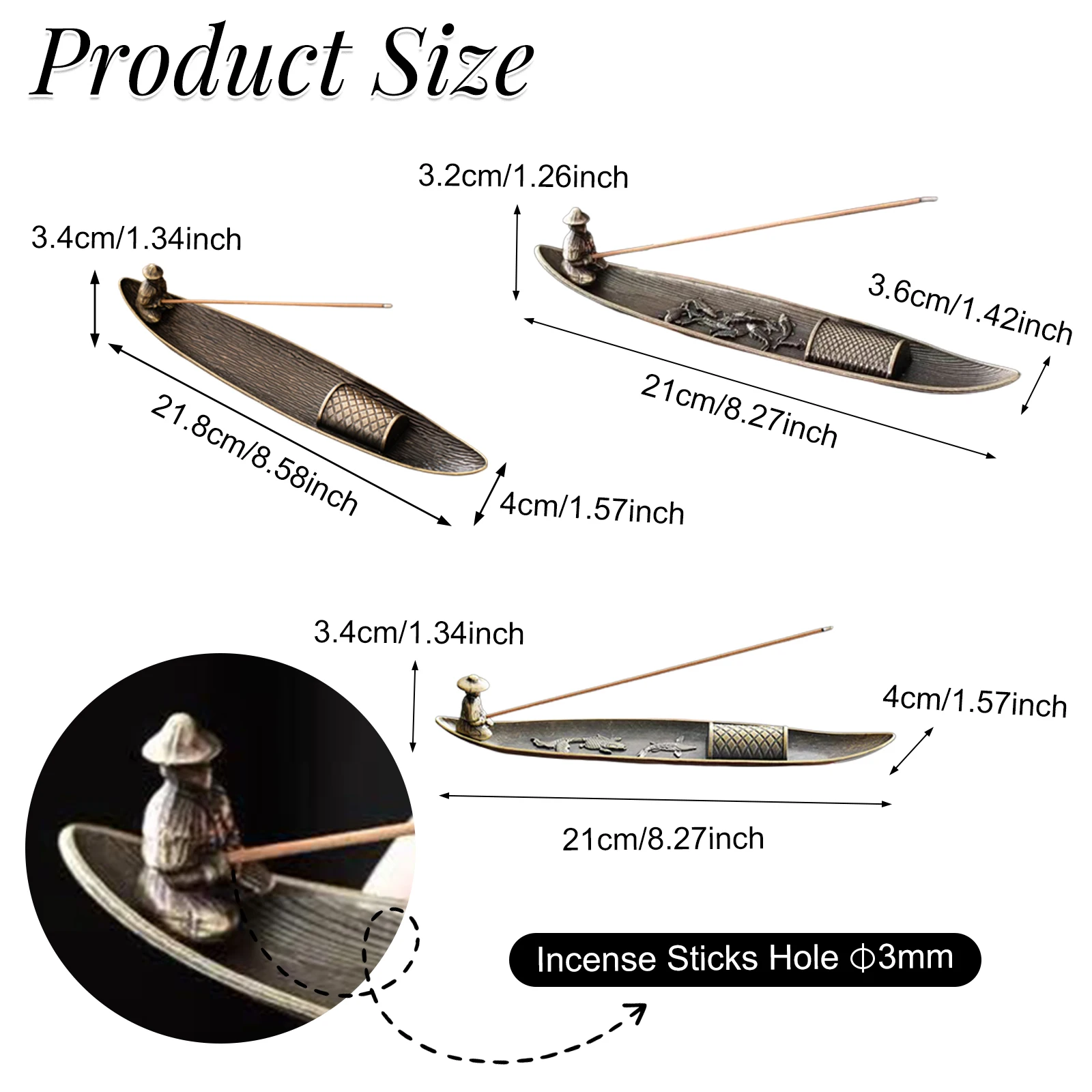 Creative Incense Holder Aromatherapy Ornament Incense Holder Boat Old Men Fishing Japanese Style Incense Stick Burner Home Decor