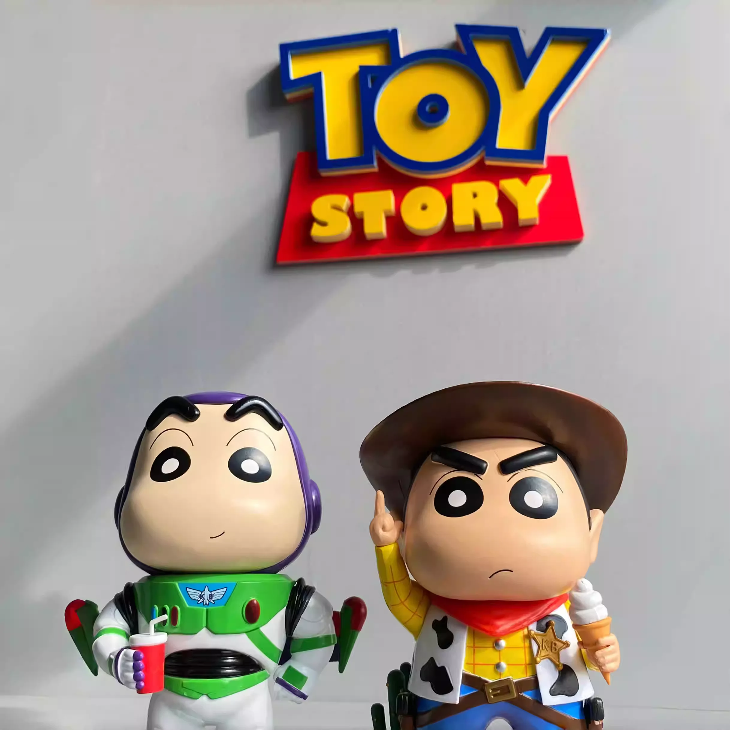 Crayon Shin Chan Cos Woody Buzz Lightyear Cowboy Handgefertigte GK-Modellfigur Geburtstagsgeschenke Desktop-Dekoration Toy Story Serie – Detail 2