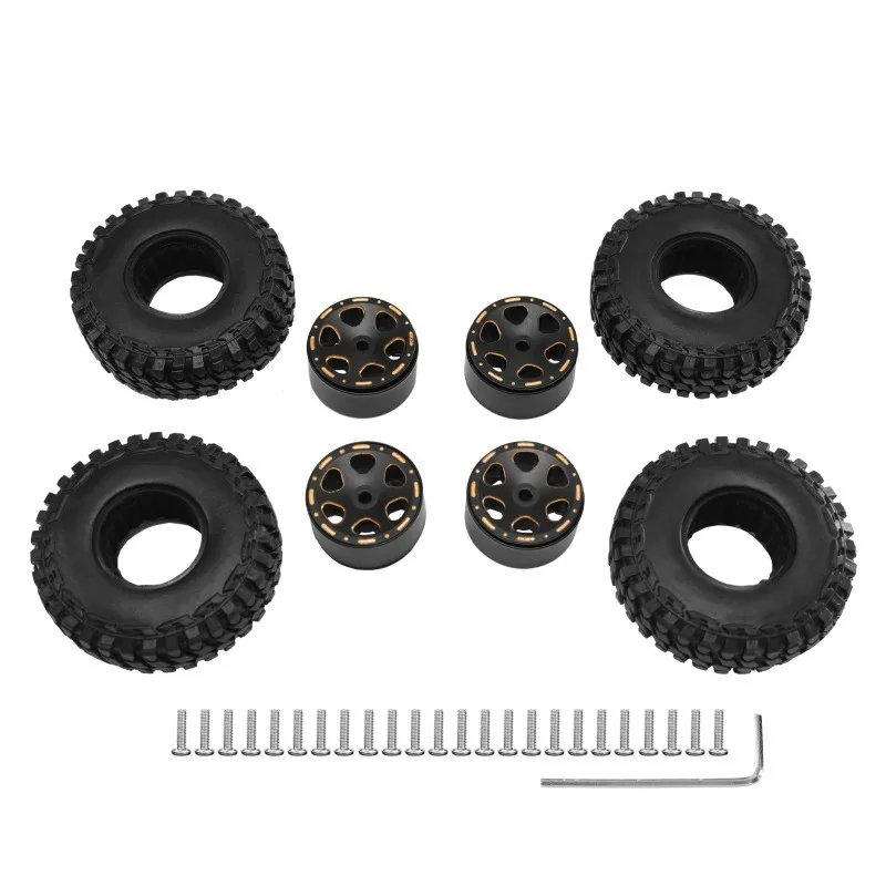 

FOR Black Coating Brass 1.0" Beadlock Wheel Tires Set for 1/24 1/18 RC Crawler Car Axial SCX24 AX24 TRX4M FCX24