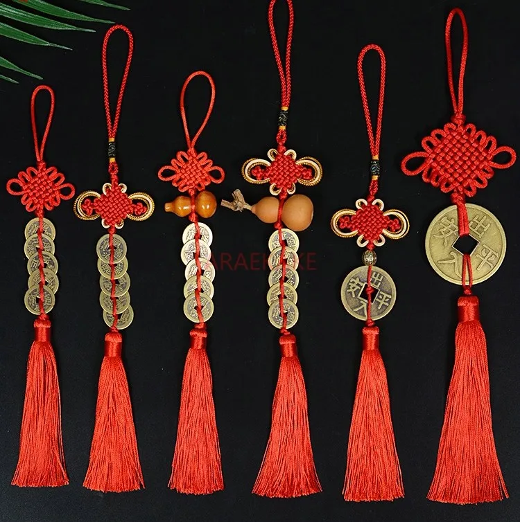 10pcs Chinese knot decoration red New Year pendant Five Emperor coins decoration at the entrance of the living room