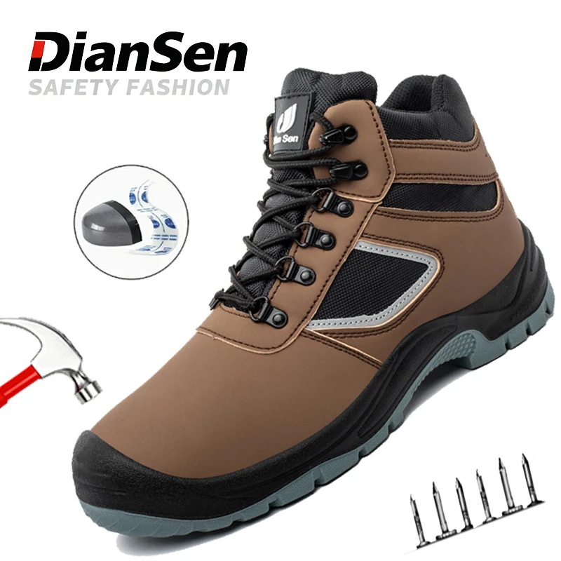 

Мужская нескользящая промышленная обувь, рабочие защитные ботинки и обувь, противоударная прогулочная обувь со стальным носком, водонепроницаемая кожаная обувь