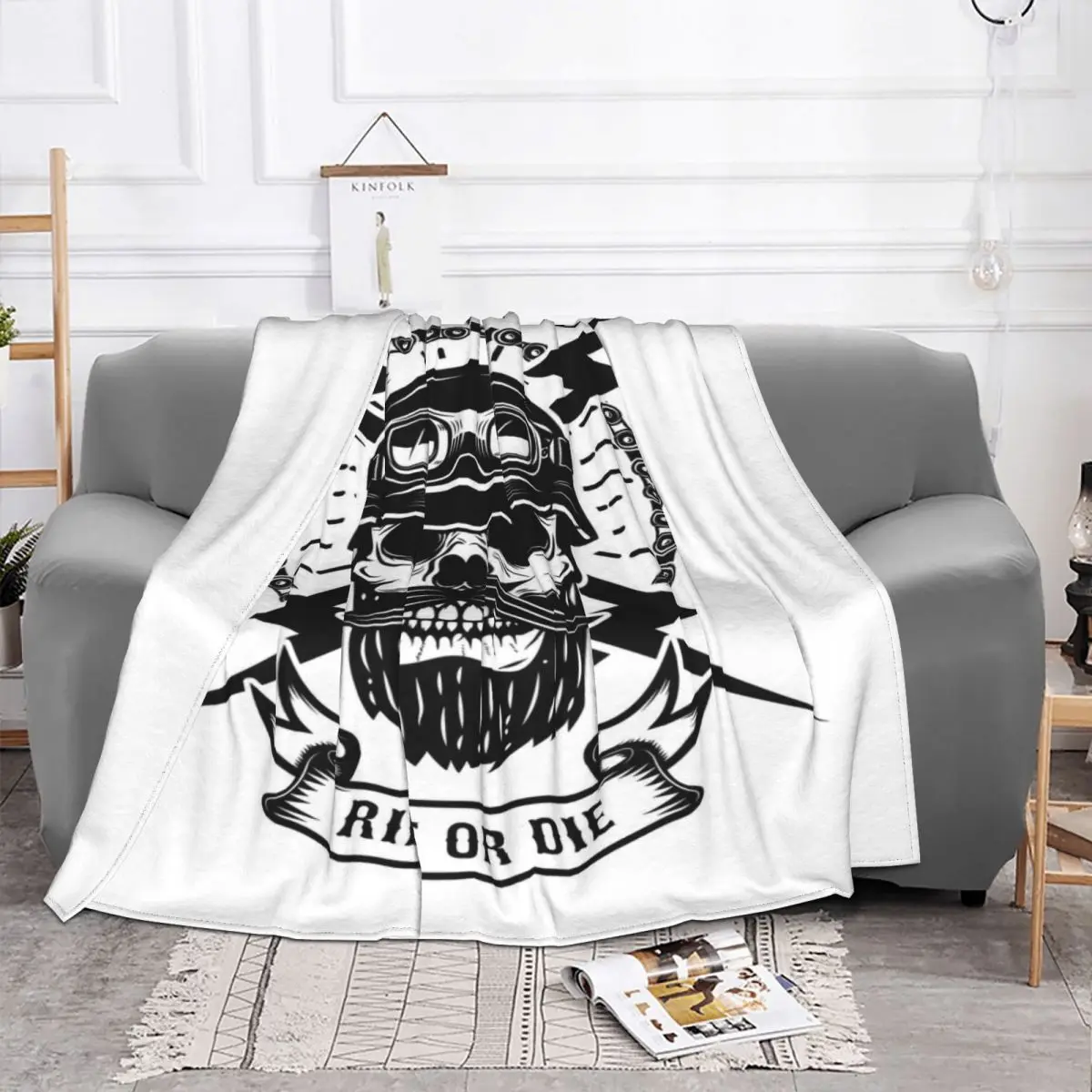 Ride Or Die Motorcycle 2115 Plush Throw Blanket Blankets & Throws Throw Blanket