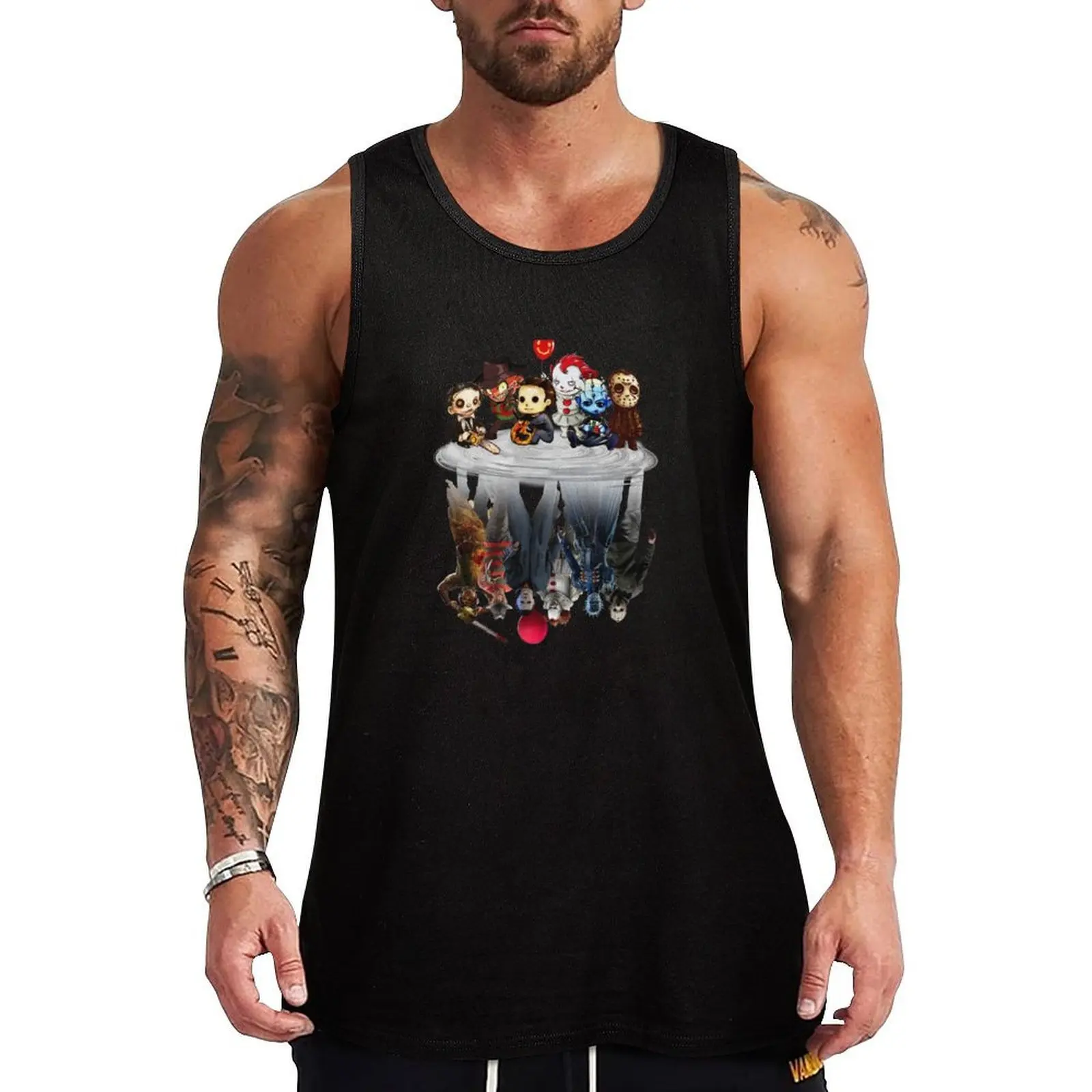 

Chibi Horror Movies Characters Reflection Halloween shirt Tank Top Men's vest Men's cotton t-shirt muscle t-shirt