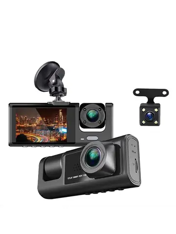 Dash Cam W/ IR Night Vision Loop Recording & 2" IPS Screen 1080P 3 Camera ， DVR recorder, video recorder, Vehicle DVR