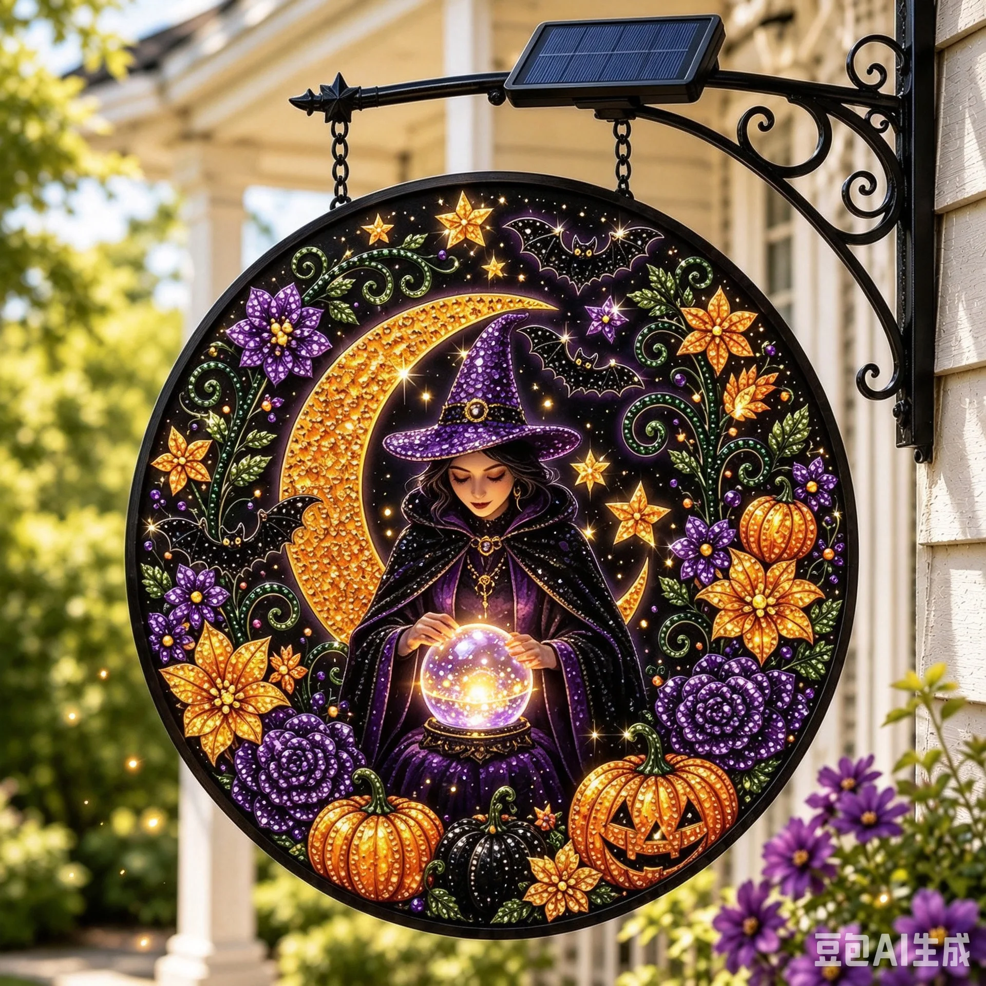 Halloween Black Cat Moon Wall Light Wall Decorator - Acrylic Decor - Automatic Switch - Garden Gate Decoration