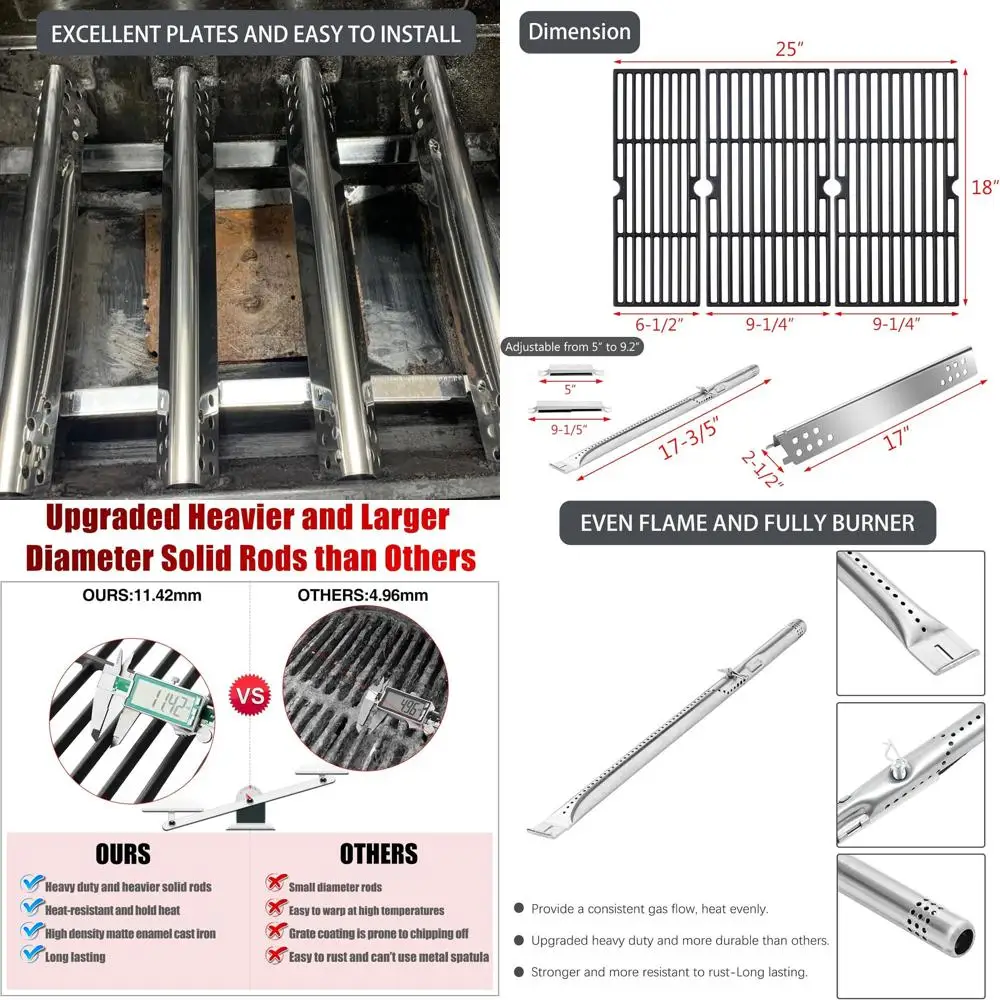 

Charbroil Grill 4 Burner Replacement Parts: Grates, Heat Plates, Tubes for G470-5200-W1 Model