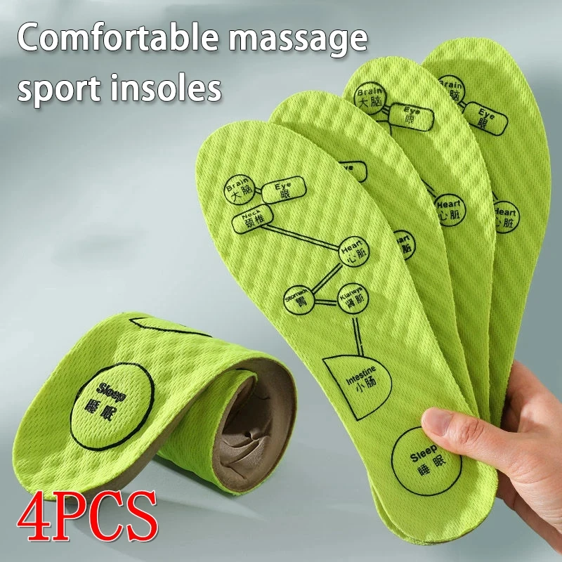 2/4/6Pcs New Medical Men Women Acupressure on Foot Insoles Sport Shoes Insole for Breathable Deodorant Comfort Running Shoe Sole