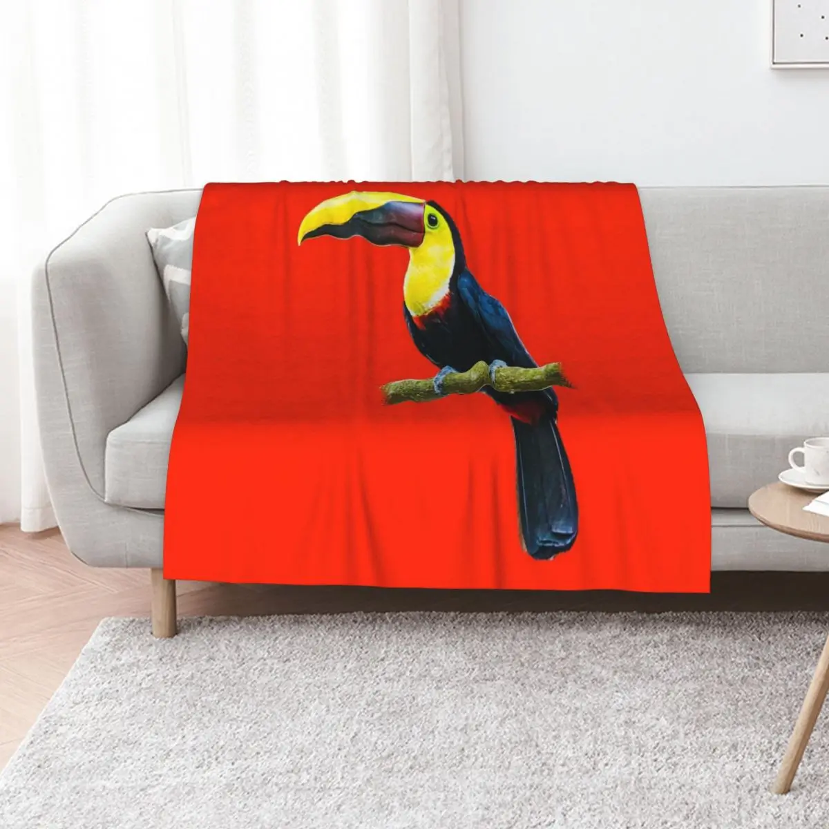 Toucan on a Branch Throw Blanket Summer blankets and throws Shaggy Softest Vintage For Baby Blankets