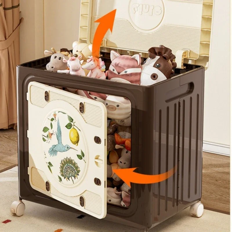 

Ancient style flip cover in the storage box Double door Clothes sorting box Large capacity household with wheels quilt Locker