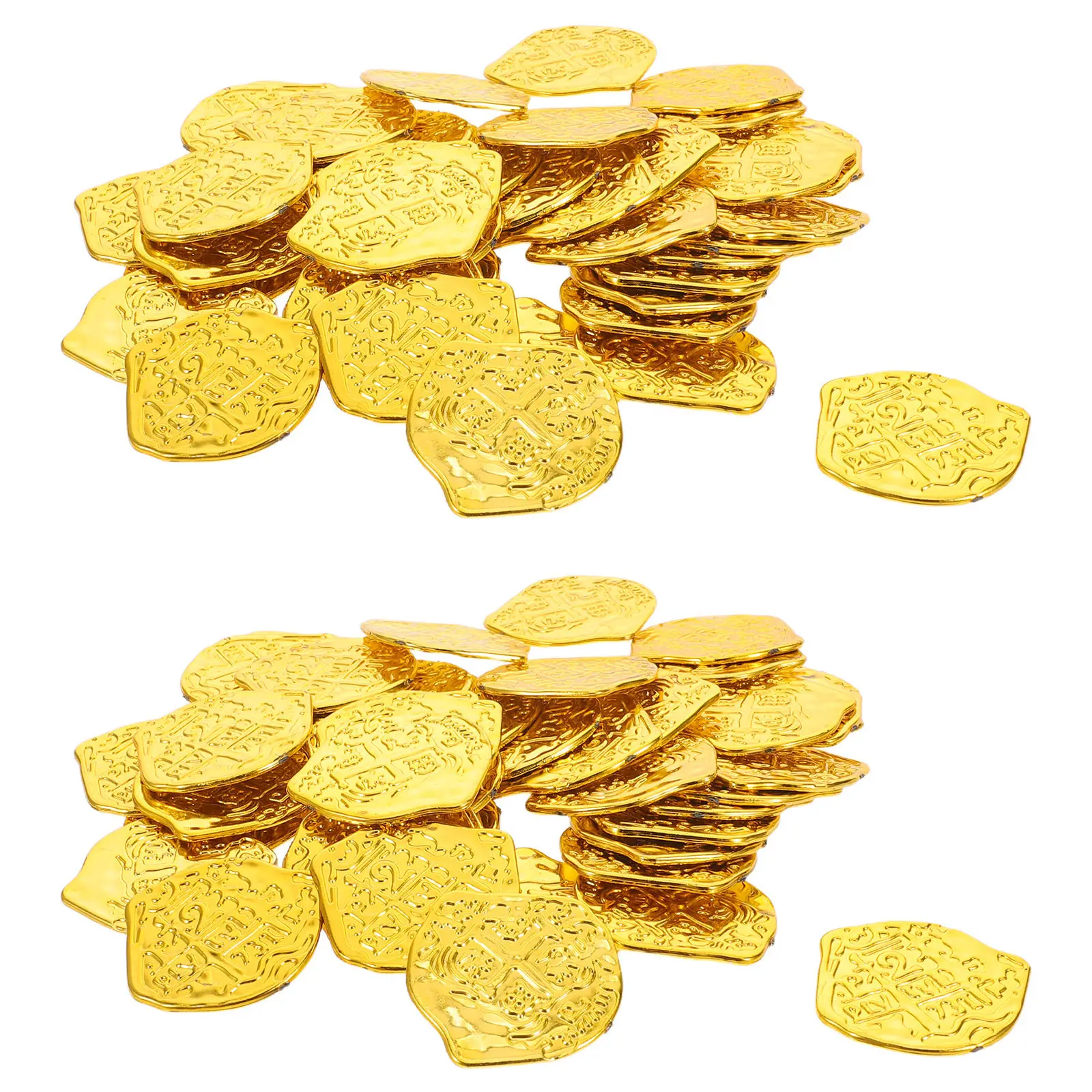 100pcs Pirate Coins for Treasure Hunt, Classroom Rewards & Party Decor – Gold-Color Fake Doubloons