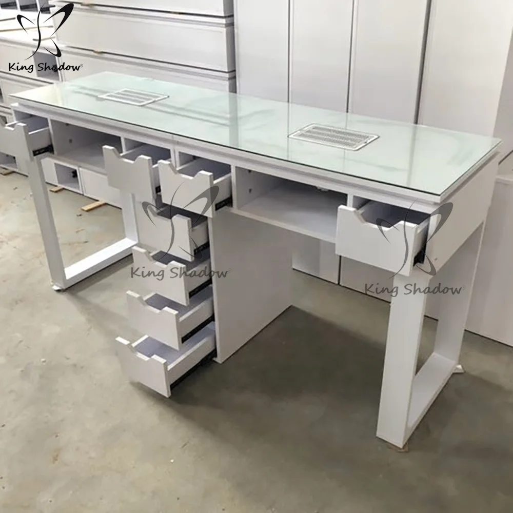 Modern manicure table nails bar station pedicure salon furniture nail dust desk nail tables with glass top