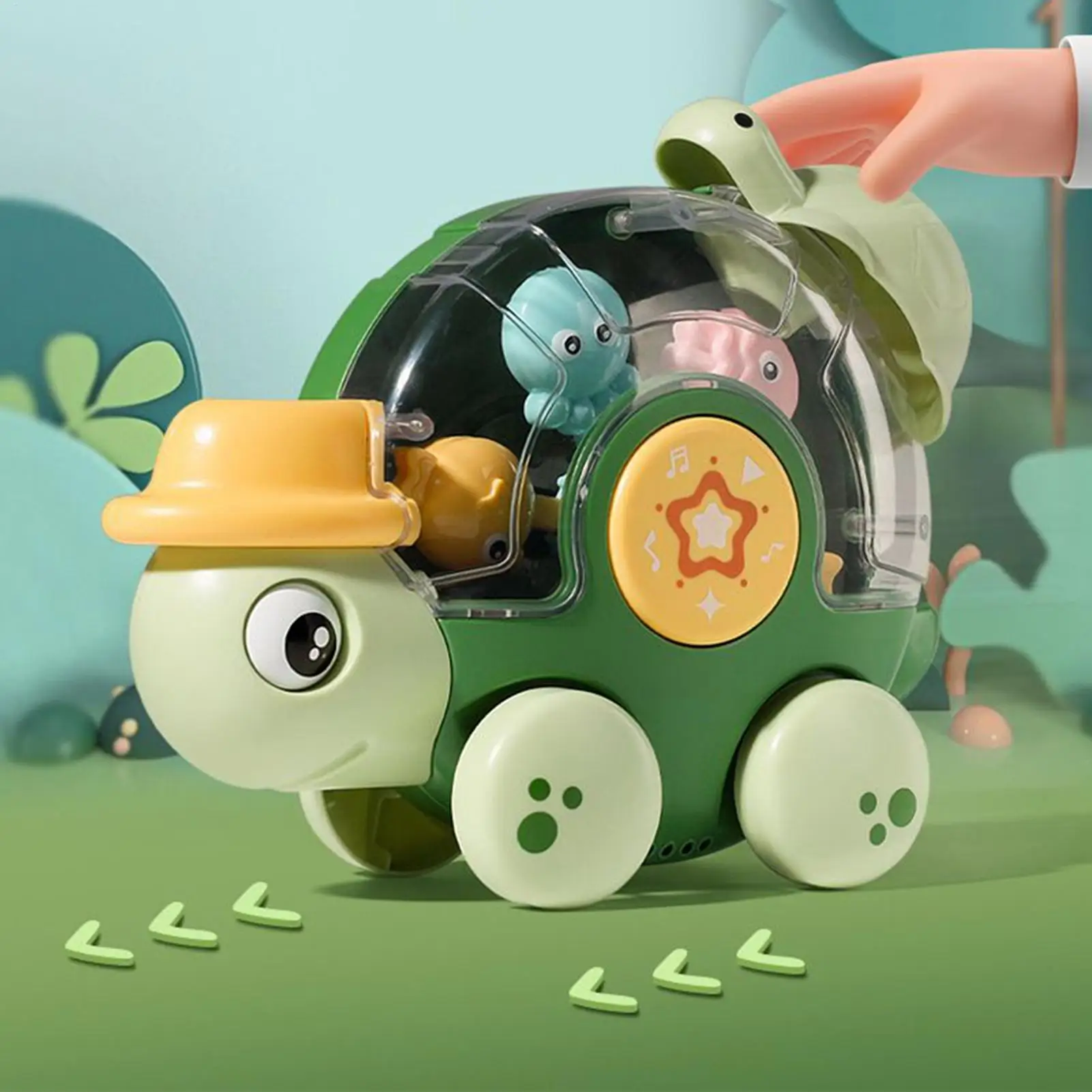 거북이 목욕 장난감, 바퀴 달린 삑삑거리는 거북이, 욕실용 동물 자동차 욕조 차량, 야외 해변 바닥 실내 공원용