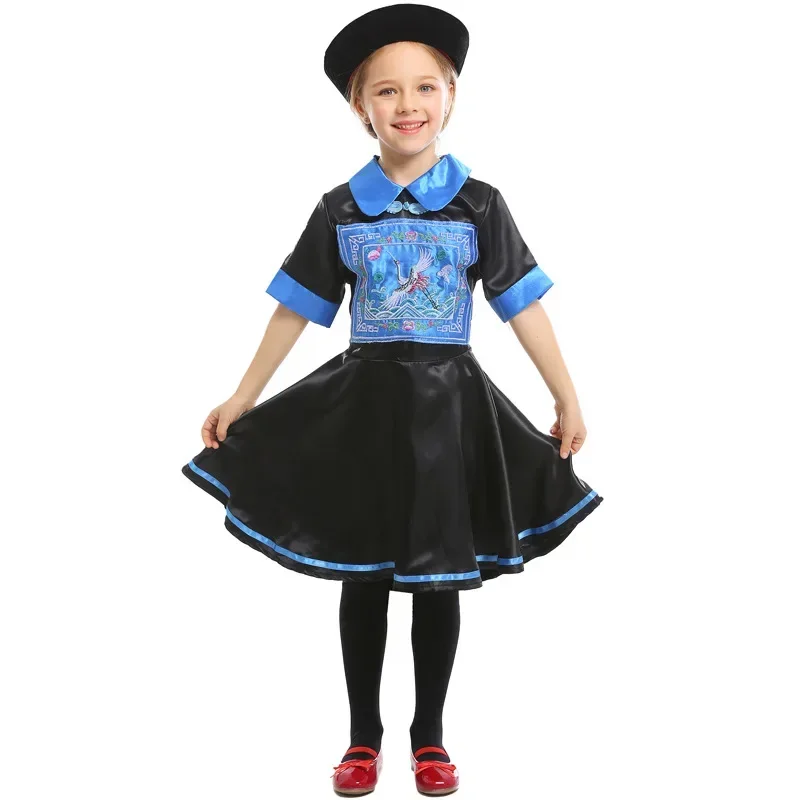 Chinese Zombie Costumes Cosplay Kids Children Qing Dynasty Of China Halloween Costume For Kids Carnival Performance Party Suit