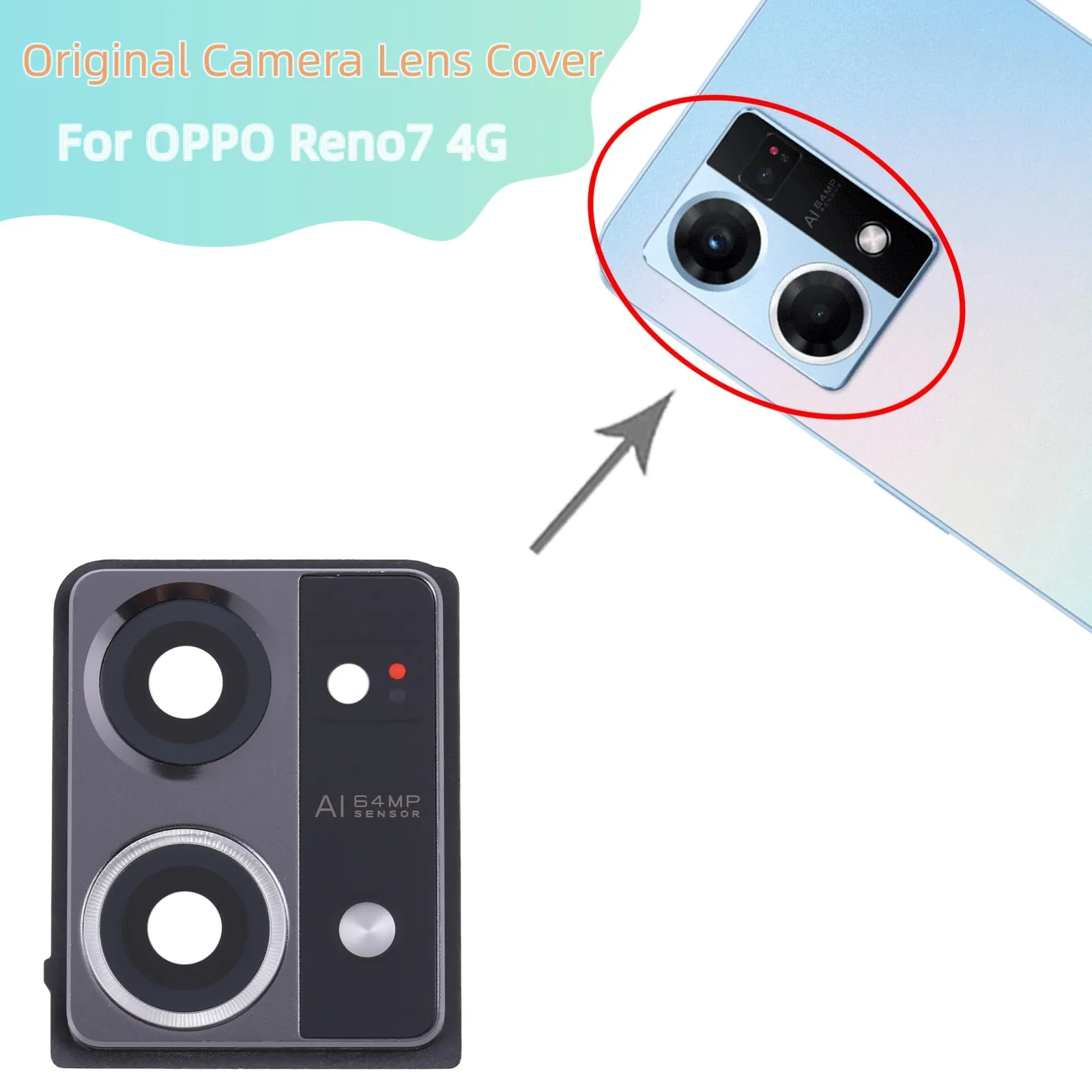 Original Camera Lens Cover for OPPO Reno7 4G Back Camera Lens Cover Case Frame Replacement