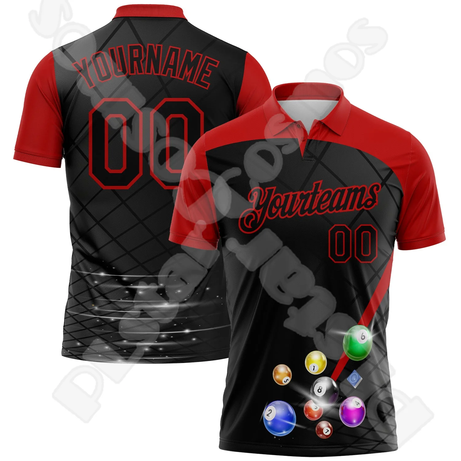 Custom Name Billiards Vintage Flame Graffiti Tattoo Colorful 3DPrint Harajuku Summer Funny Short Sleeves Polo Jersey Shirts X2