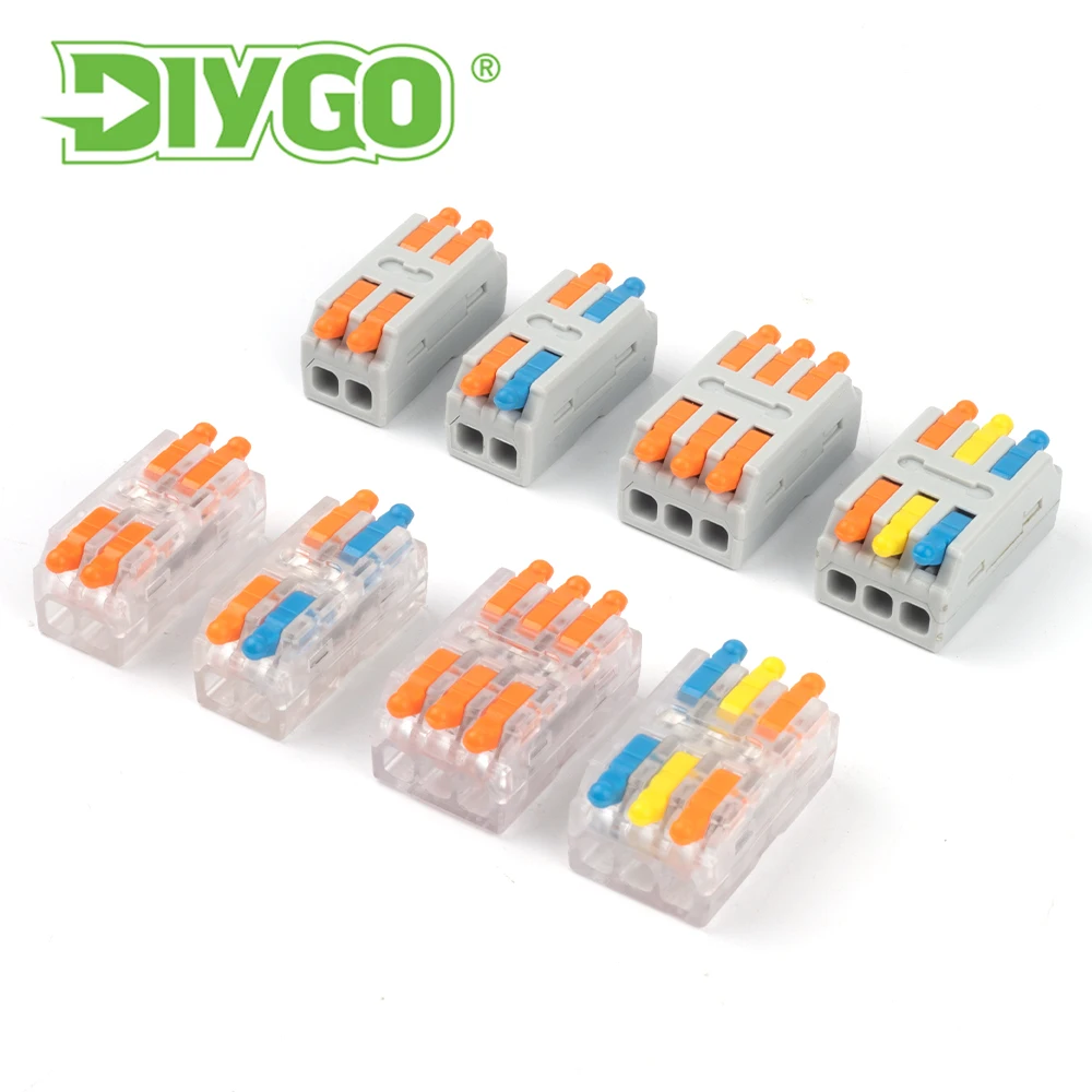 10/50PCS Mini Lever Wiring Connector 2/3 Pin Universal Compact Terminal Block 2/3 in 2/3 out Push-in LED Light Home Juntion Box