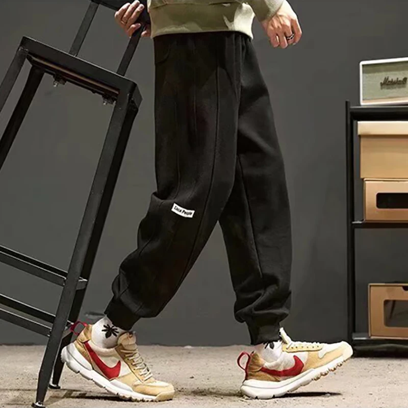 2024 Men's Casual Sweatpants Trendy Unisex Loose-fit Pants Autumn Cargo Foot Binding Trousers High Street Outdoor Male Sweatpant