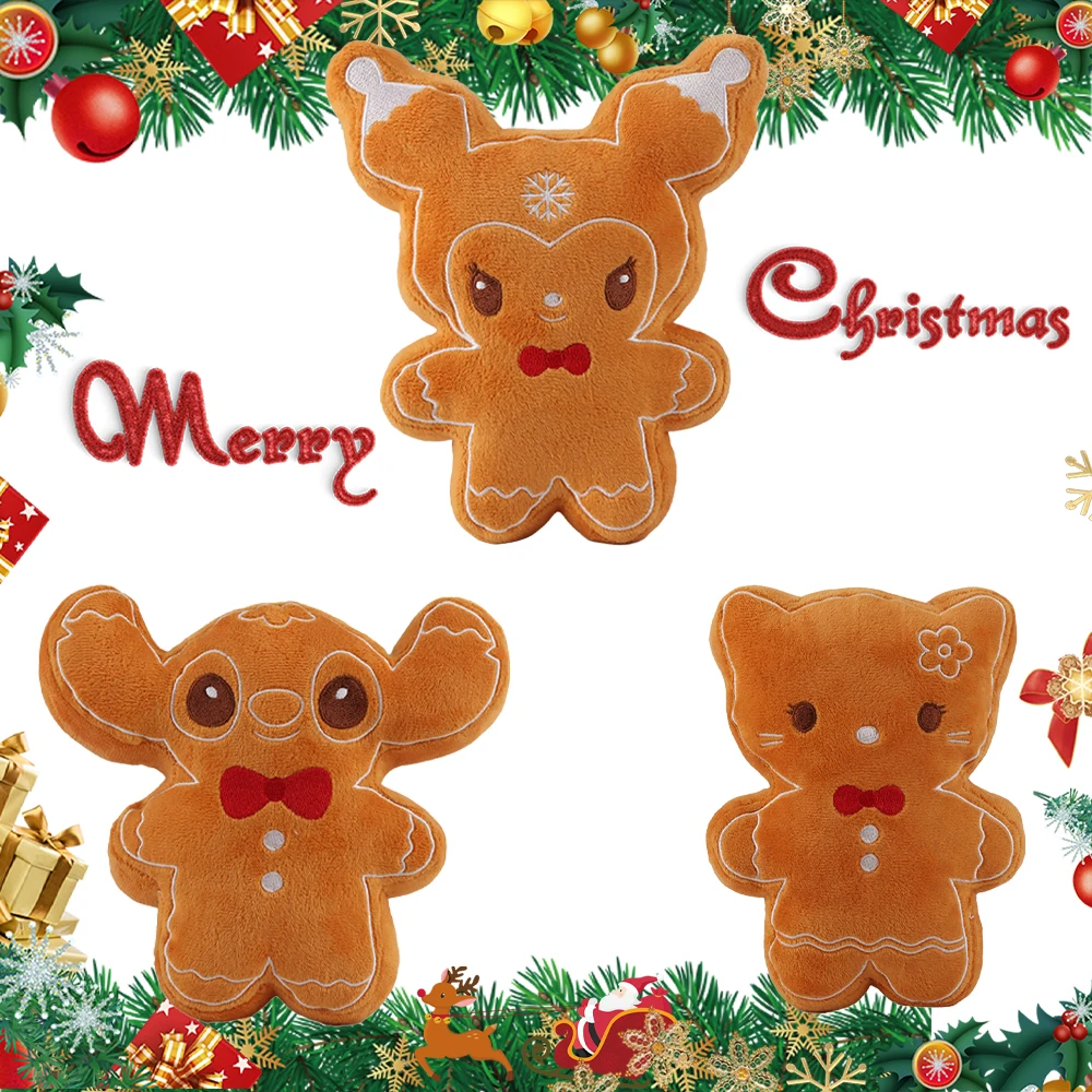 18cm/7.09in Cute Christmas Gingerbread Man Cat Plush Toys Rabbit and Dog Plush Doll Toys for Kids Birthday Gifts Christmas Decor