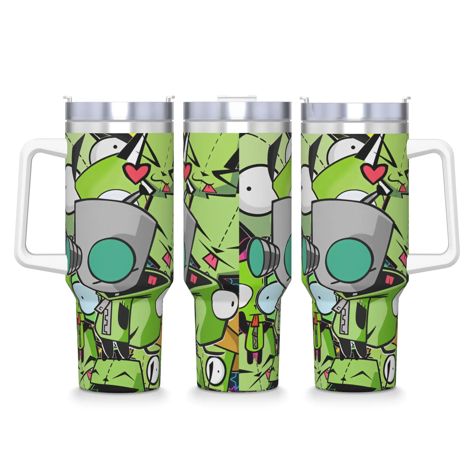 Gir Tumbler Invaders Zims Cold Drink Water Bottle Portable Stainless Steel Thermal Mug Printed Driving Mugs Cup