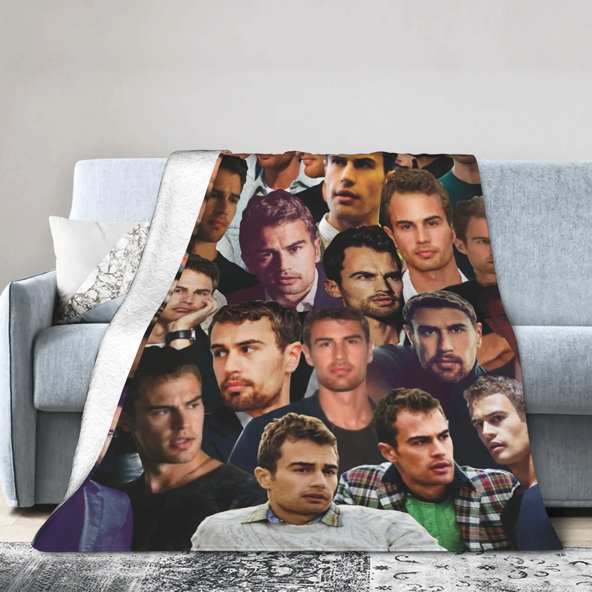 Theo J-James Foto-Collage-Decken, Fleece, bedruckt, atmungsaktiv, super warm, Überwurfdecke für Zuhause, Reisen, Teppichstück