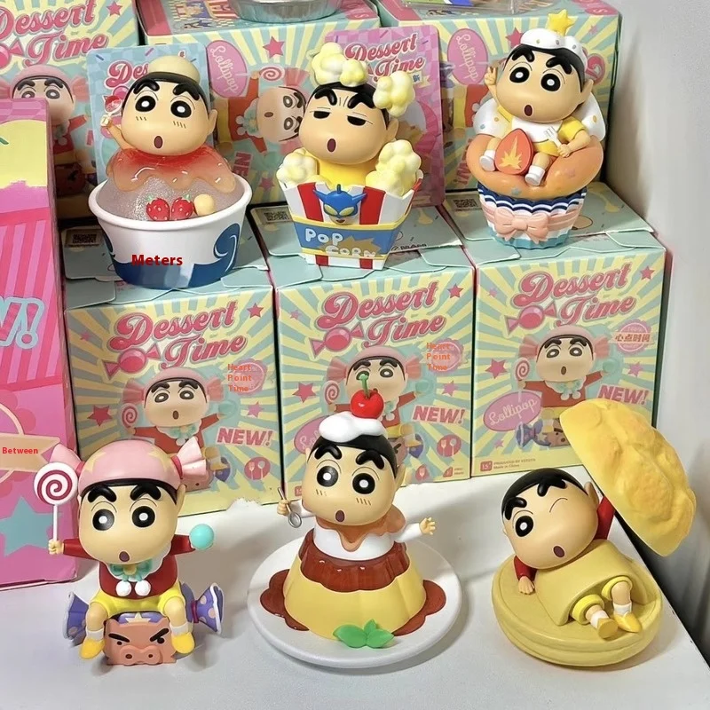 Crayón bonito Shin-Chan Heart Time Series, caja ciega, modelo de Pvc, colección de juguetes para niños, estatua de adorno de escritorio, regalo de cumpleaños y Navidad