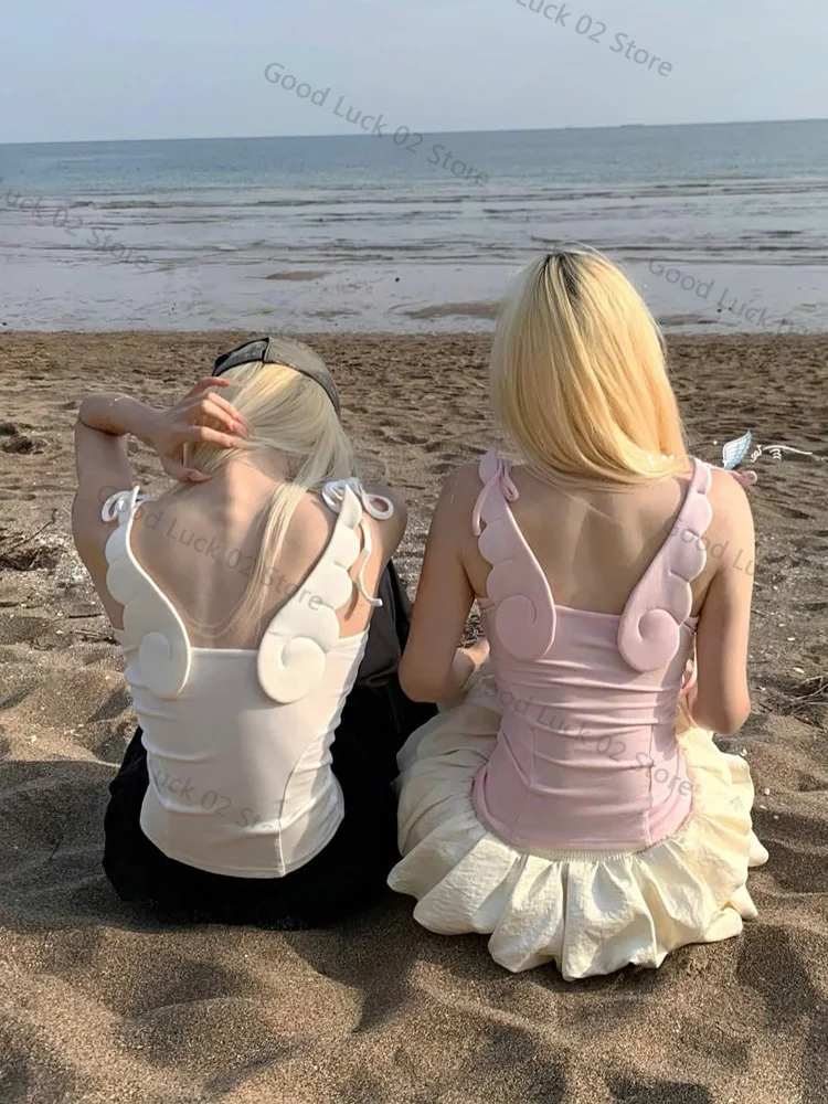 

Пряная девушка Y2K, эстетичный креативный жилет с бретельками на спине, каваи, плотный летний популярный утягивающий женский верхняя одежда, топ