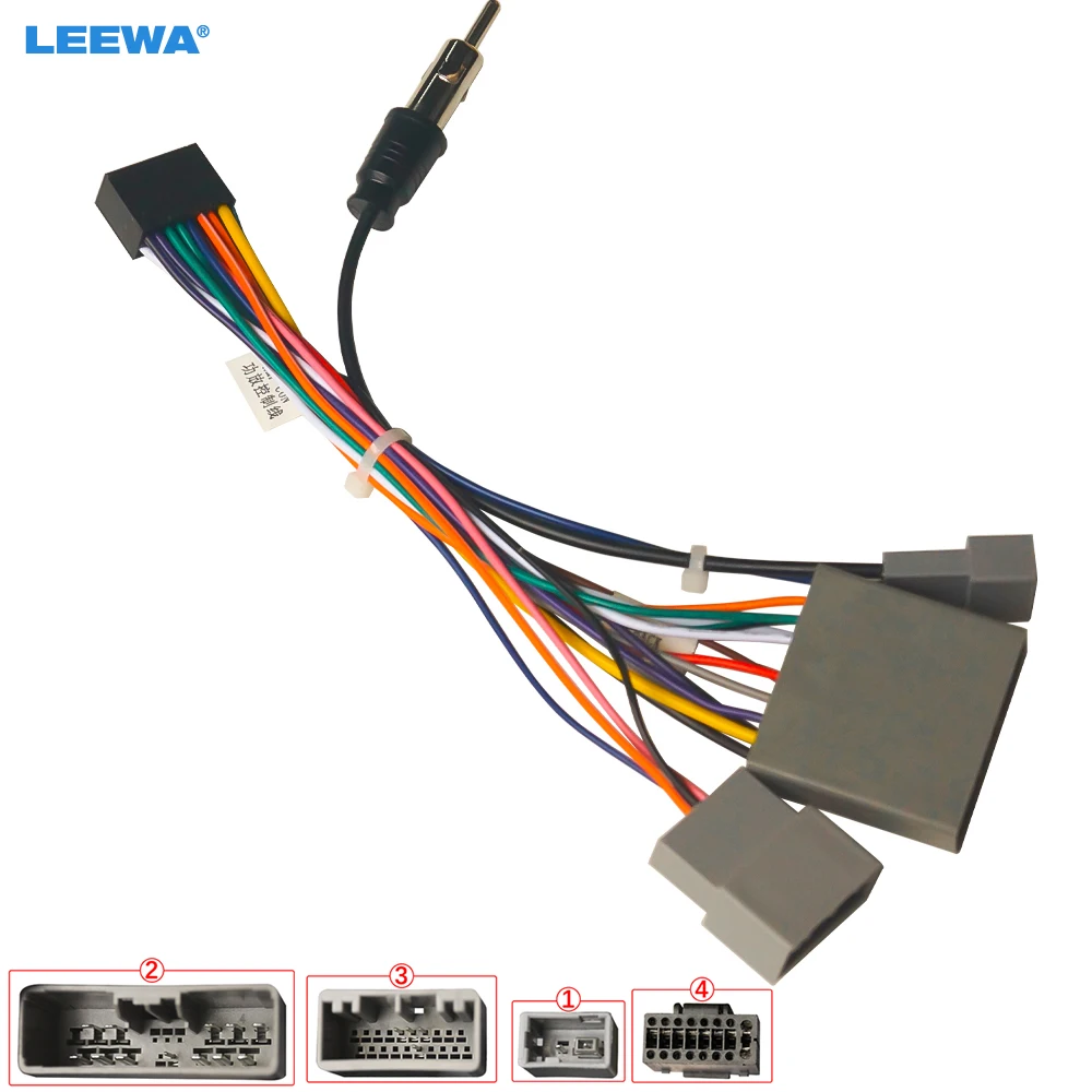 LEEWA Car Multimedia 16Pin Wiring Connector with Radio Antenna Adapter for Honda Civic CRV 2006~2009 Power Wire #CA6227