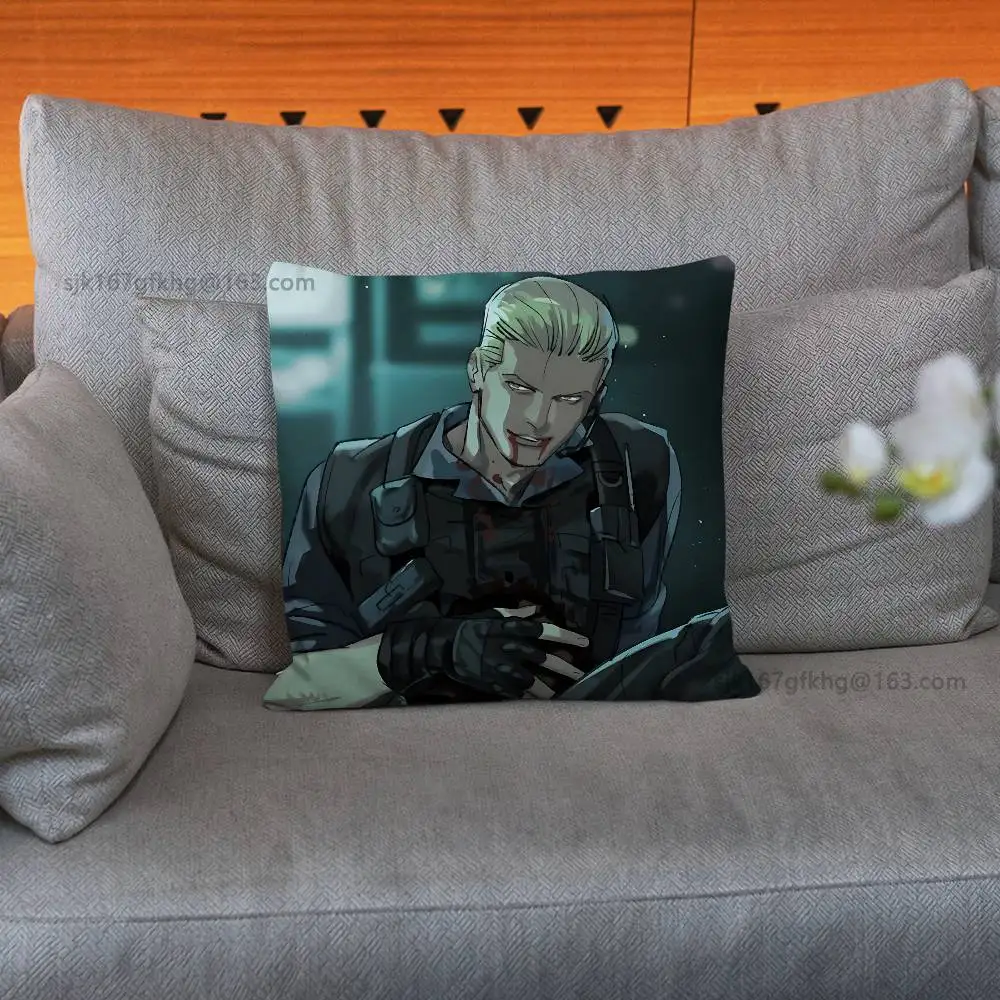 Albert Wesker Pillow Case Anti-dustmite Pillowcase Invisible zipper silky short plush Sofa cushion cover