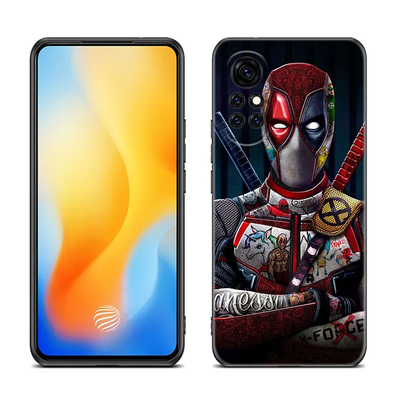 Super Hero Deadpool Black Silicone Phone Case For Huawei Nova 11 12 Ultra 9 10 SE Pro 11E 11i 12i Y70 + Y60 Y61 Y71 Y72 Y90 Y91 image 5