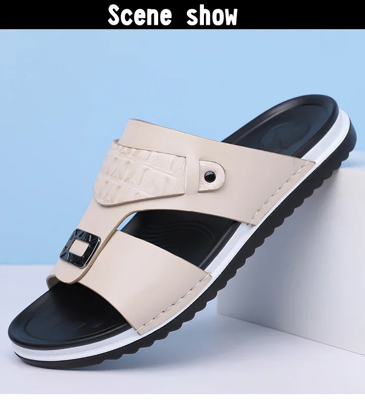 Herren-Sommer-Slipper, bequem, atmungsaktiv, modisch, schlicht, für den Außenbereich, verschleißfest, weiche Unterseite, lässige Sandalen-DH5306 – Detail 15